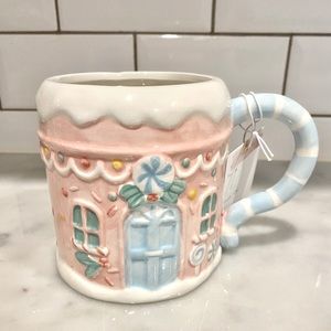 Jessica Simpson Pink Gingerbread House Christmas Mug